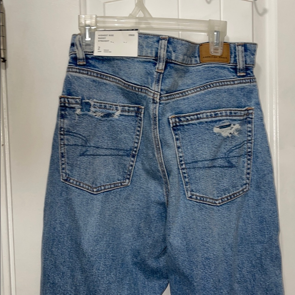 NWT STRIGID American Eagle highest rise baggy straight distressed denim jeans - Picture 2 of 14